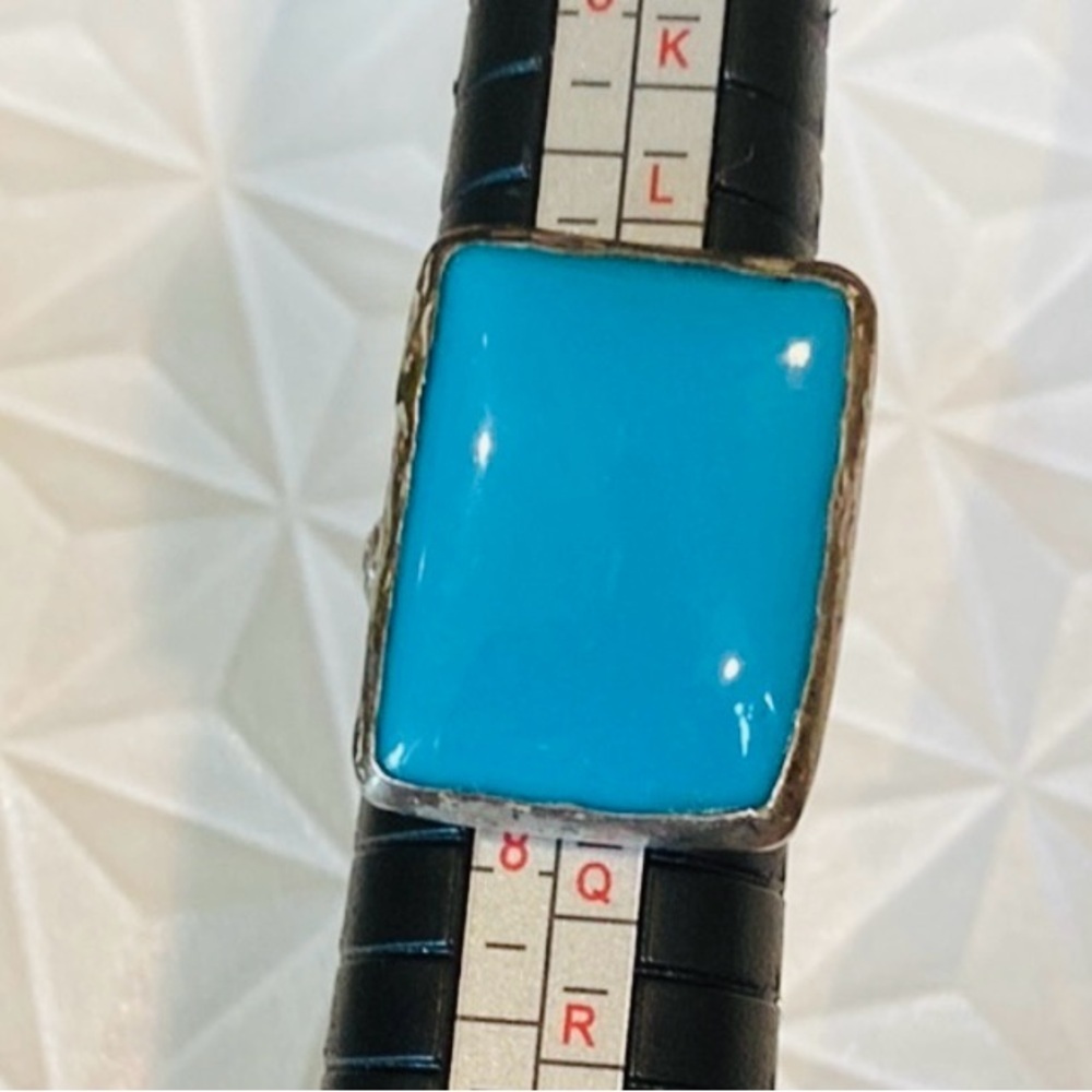 Elegant Turquoise color Square Ring Adjustable Band Bohemian